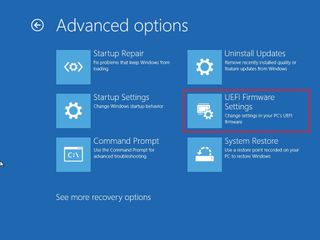 Advanced settings UEFI option