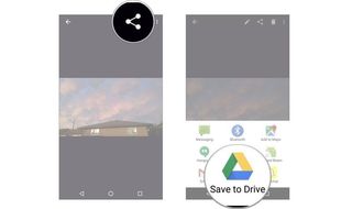 Find the document you want to share, tap the share button, tap Save to Drive