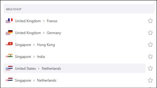 Et skærmbillede af Surfshark Multi-Hop-funktionen