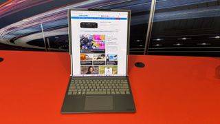 Lenovo ThinkBook Plus Gen 6 with the display unfurled at CES 2025