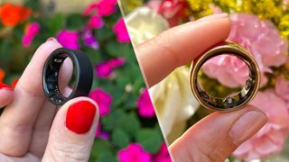 a photo of the Ultrahuman Ring Air and the Oura ring