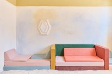 Colourful modular sofas shown in Toulon for Design Parade