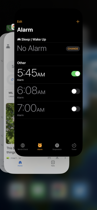 Screenshot of the app switcher on iPhone