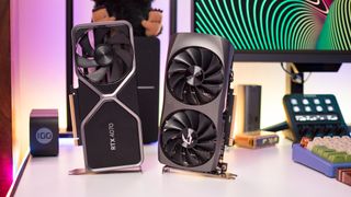 Zotac GeForce RTX 4060 Ti Twin Edge next to NVIDIA RTX 4070 Founders Edition