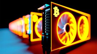 An Array Of Graphics Cards Mining Bitcoin