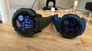 The Garmin Instinct 2X Solar and 2 Solar side-by-side