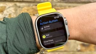 A photo of the Action Button on the Apple Watch Ultra