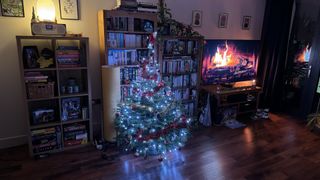 The Nanoleaf Smart Holiday String Lights on a Christmas tree