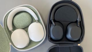 Sonos Ace and Sony WH-1000XM5 headphones in their carry cases