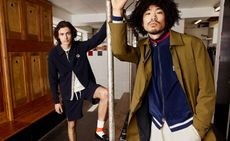 Two models wear Oliver Spencer x Fila collection