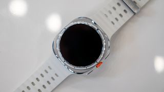 The white Samsung Galaxy Watch Ultra