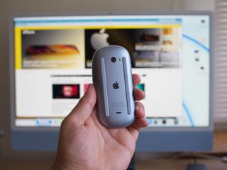 Blue Magic Mouse with blue iMac (2021)