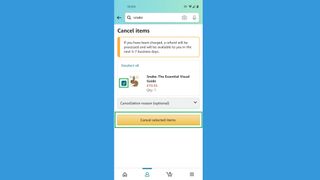 How to cancel an Amazon order on mobile step 4: Make sure the items you want to cancel are checked, then tap Cancel selected items