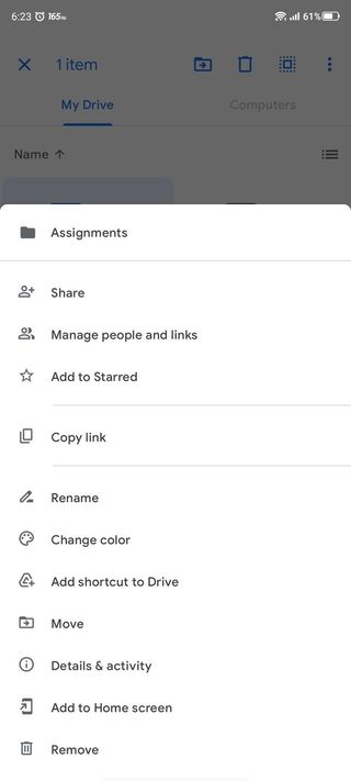 Google Drive Android Change Folder Color