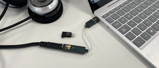 iFi Go Link DAC connected to laptop