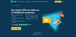 Screenshot der Website vom kostenlosen VPN hide.me