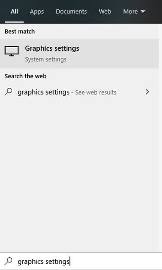 Start Menu Graphics Settings Search