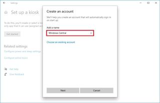 Kiosk account name creation