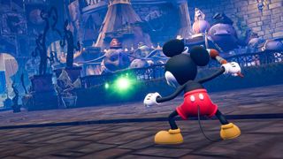 Epic Mickey: Rebrushed — Mickey near Dumbo ride. 