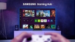 Samsung Gaming Hub with controller in foreground