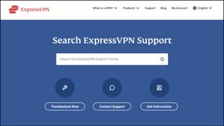 Screenshot of ExpressVPN's Support portal