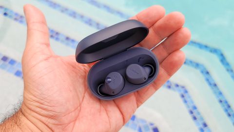 The Jabra Elite 7 Active held in hand for display