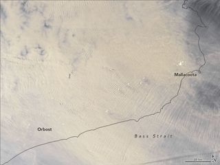 A satellite image of the smoke coming from the Australia wildfires on Jan. 1, 2020.