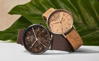 Brown Skagen watches in cork and bark