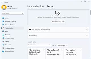 Fonts settings