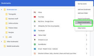 how to export Chrome bookmarks - export
