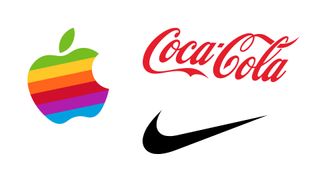 Apple, Coca-Cola and Nike logos on a white background