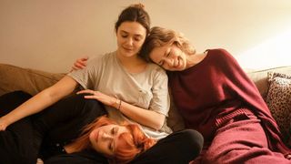 (L-R) Natasha Lyonne as Rachel, Elizabeth Olsen as Christina and Carrie Coon as Katie in "His Three Daughters" streaming on Netflix in September 2024