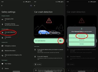 Enabling Car Crash detection on a Google Pixel