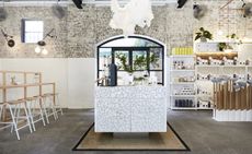 Restaurant with herringbone strutted timber ceiling