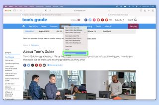 A screenshot showing how to Inspect Element in Safari for Mac