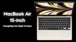 A MacBook Air on a black background