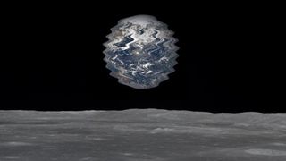 an illustration of Earth jittering as seen from the moon