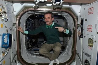 Canadian astronaut Chris Hadfield celebrates St. Patrick's Day in space.