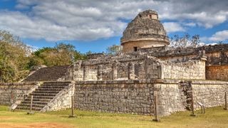 A large stone structure with an observatory.