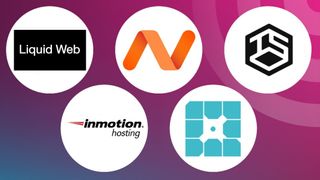 Logos of the best managed hosting providers on a radar background