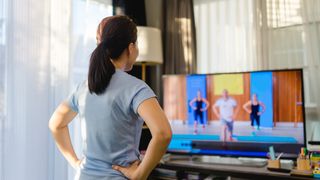 Woman doing home workout