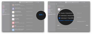 Switch to individual plan for Apple Music on Mac by showing: Click Edit, click an Individual option
