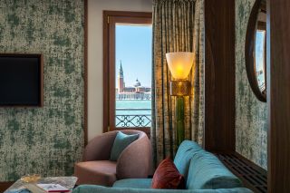 Lagoon view room with view through window of Basilica di San Giorgio Maggiore