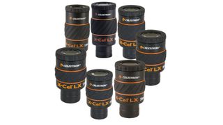 The Celestron X-Cel LX eyepieces set against a white background