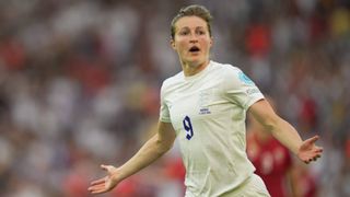 Ellen White of England celebrates scoring at UEFA Women&#039;s Euro 2022