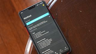 Workout Android app on phone