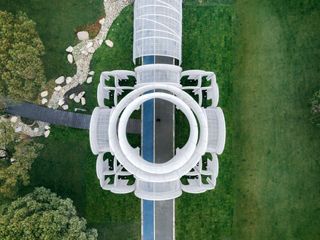 Emerald screen pergola by Wutopia Lab, aerial view