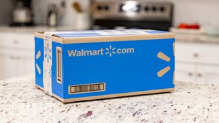 Walmart delivery sitting on kitchen counter