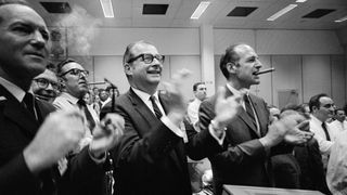 View of Mission Control Center during Apollo 13 Splashdown.