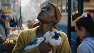 Lupita Nyong'o and the cat in A Quiet Place